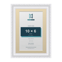 Louis Range White Picture, Photo & Poster Frame with Ivory Mount - A4 Frame for 10x6" Photo, White