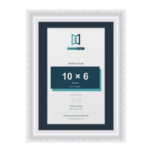 Louis Range White Picture, Photo & Poster Frame with Pacific Blue Mount - A4 Frame for 10x6" Photo, White