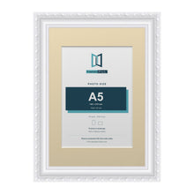 Louis Range White Picture, Photo & Poster Frame with Ivory Mount - A4 Frame for A5 Photo, White