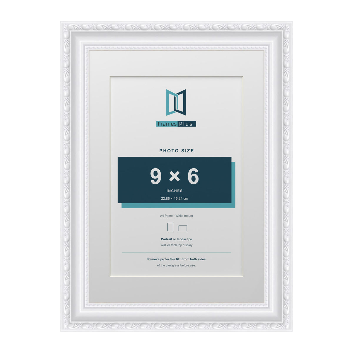Louis Range White Picture, Photo & Poster Frame with White Mount - A4 Frame for 9x6" Photo, White