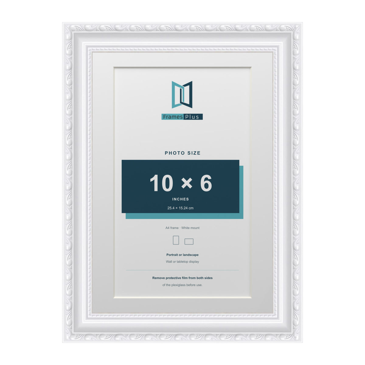 Louis Range White Picture, Photo & Poster Frame with White Mount - A4 Frame for 10x6" Photo, White