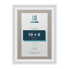 Louis Range White Picture, Photo & Poster Frame with Dawn Grey Mount - A4 Frame for 10x6" Photo, White