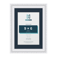 Louis Range White Picture, Photo & Poster Frame with Pacific Blue Mount - A4 Frame for 9x6" Photo, White