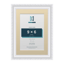 Louis Range White Picture, Photo & Poster Frame with Ivory Mount - A4 Frame for 9x6" Photo, White
