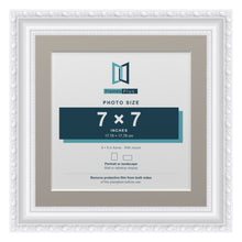 Louis Range White Picture, Photo & Poster Frame with Dawn Grey Mount - 9x9" Frame for 7x7" Photo, White