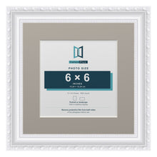 Louis Range White Picture, Photo & Poster Frame with Dawn Grey Mount - 9x9" Frame for 6x6" Photo, White