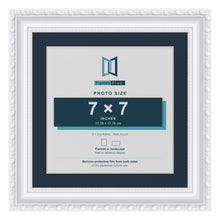 Louis Range White Picture, Photo & Poster Frame with Pacific Blue Mount - 9x9" Frame for 7x7" Photo, White