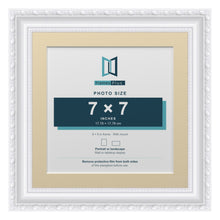 Louis Range White Picture, Photo & Poster Frame with Ivory Mount - 9x9" Frame for 7x7" Photo, White