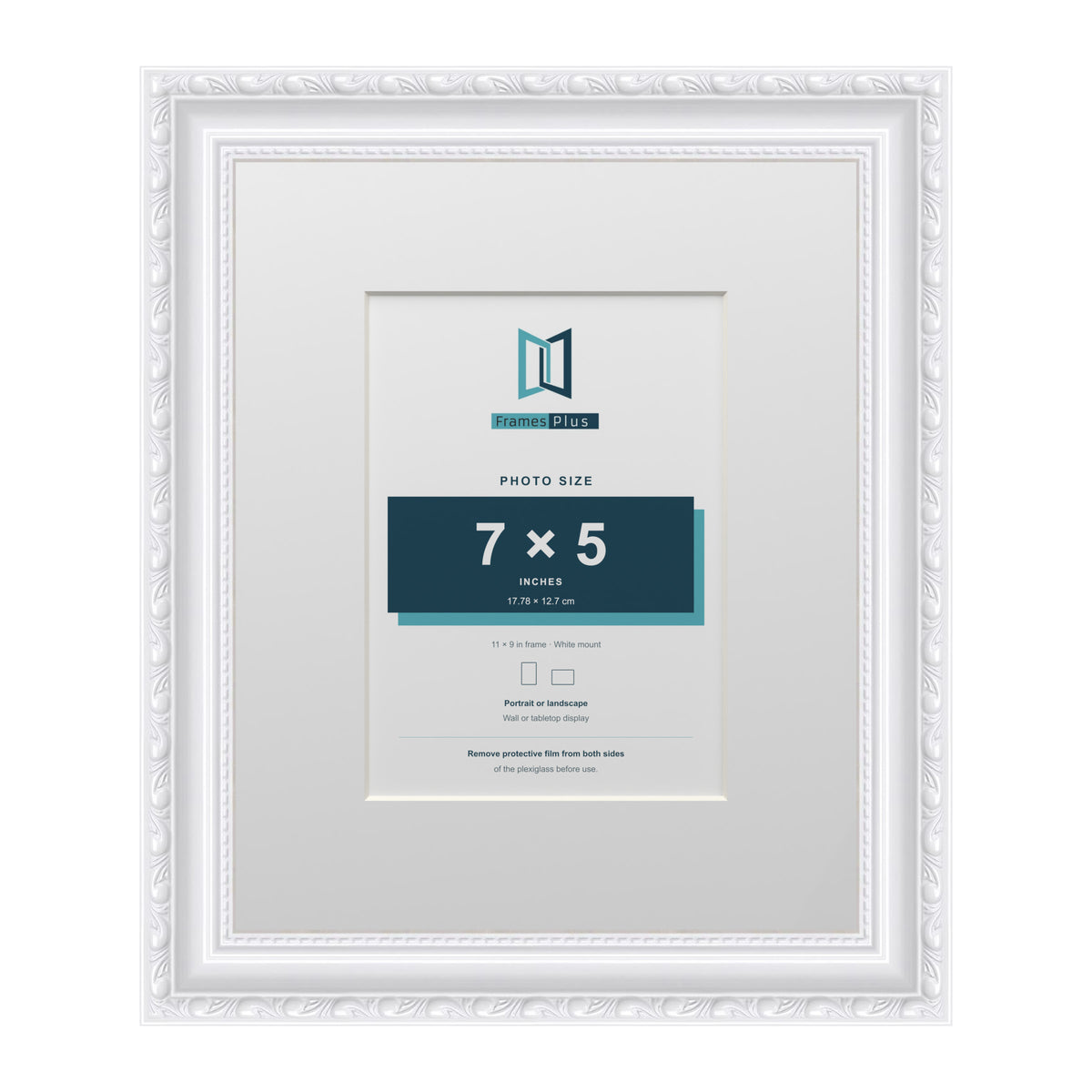 Louis Range White Picture, Photo & Poster Frame with White Mount - 11x9" Frame for 7x5" Photo, White