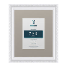 Louis Range White Picture, Photo & Poster Frame with Dawn Grey Mount - 11x9" Frame for 7x5" Photo, White