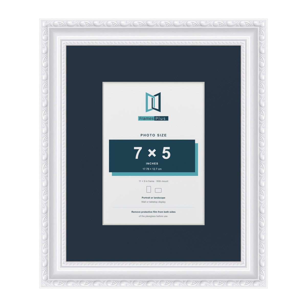 Louis Range White Picture, Photo & Poster Frame with Pacific Blue Mount - 11x9" Frame for 7x5" Photo, White
