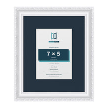 Louis Range White Picture, Photo & Poster Frame with Pacific Blue Mount - 11x9" Frame for 7x5" Photo, White