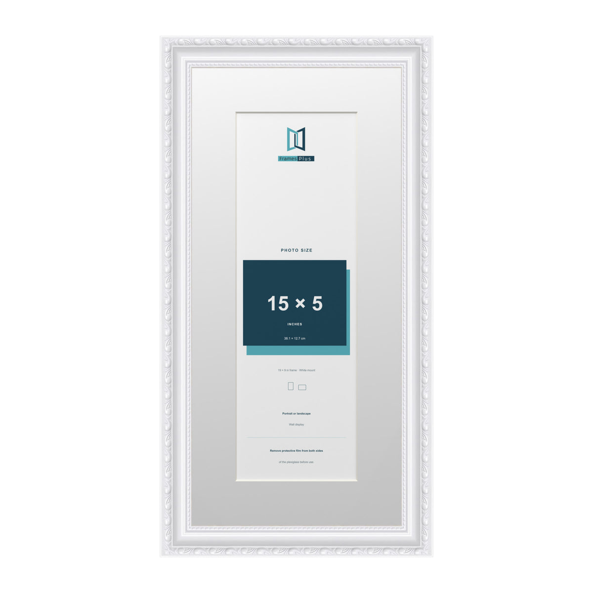 Louis Range White Picture, Photo & Poster Frame with White Mount - 19x9" Frame for 15x5" Photo, White