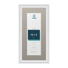 Louis Range White Picture, Photo & Poster Frame with Dawn Grey Mount - 19x9" Frame for 15x5" Photo, White