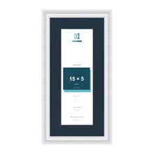 Louis Range White Picture, Photo & Poster Frame with Pacific Blue Mount - 19x9" Frame for 15x5" Photo, White