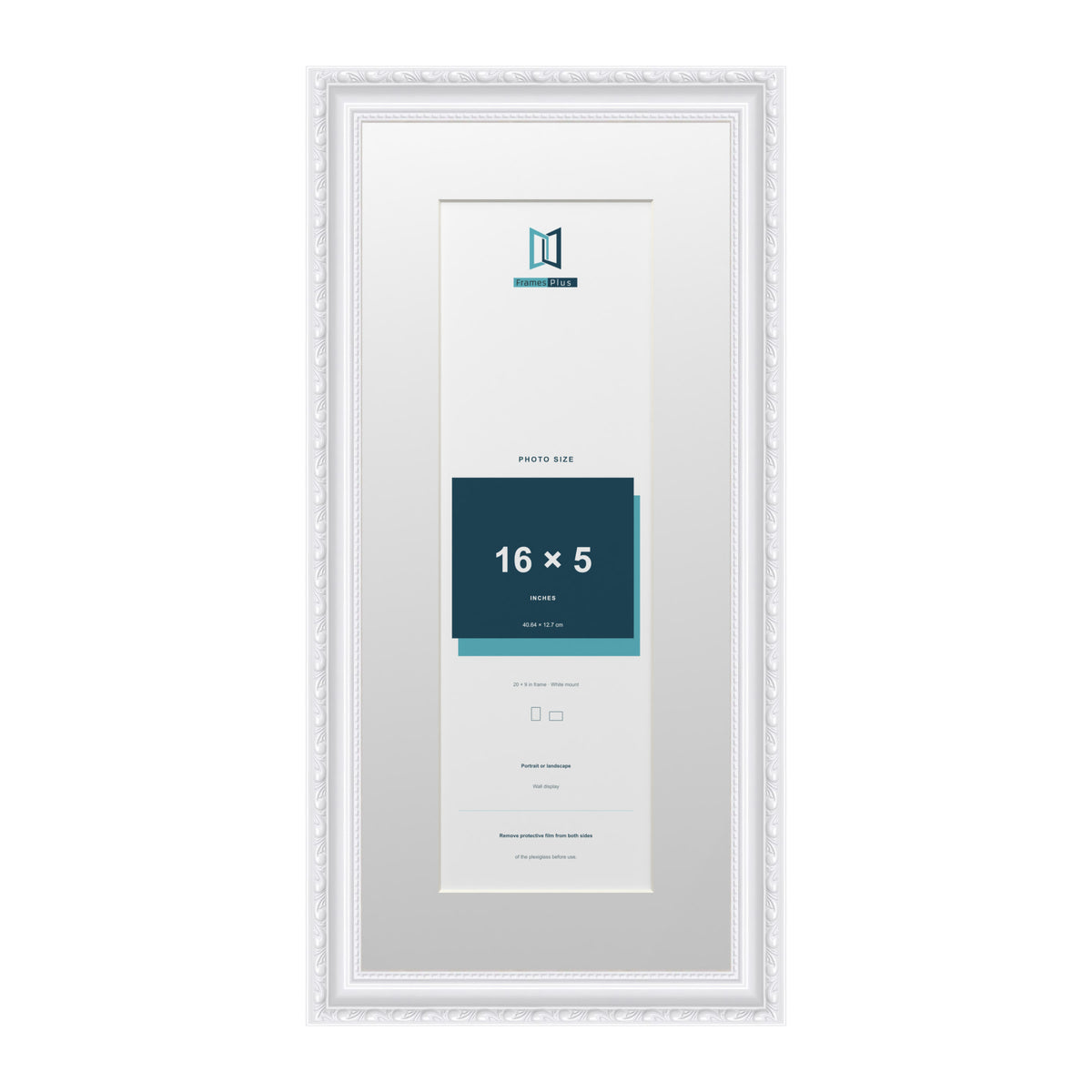 Louis Range White Picture, Photo & Poster Frame with White Mount - 20x9" Frame for 16x5" Photo, White