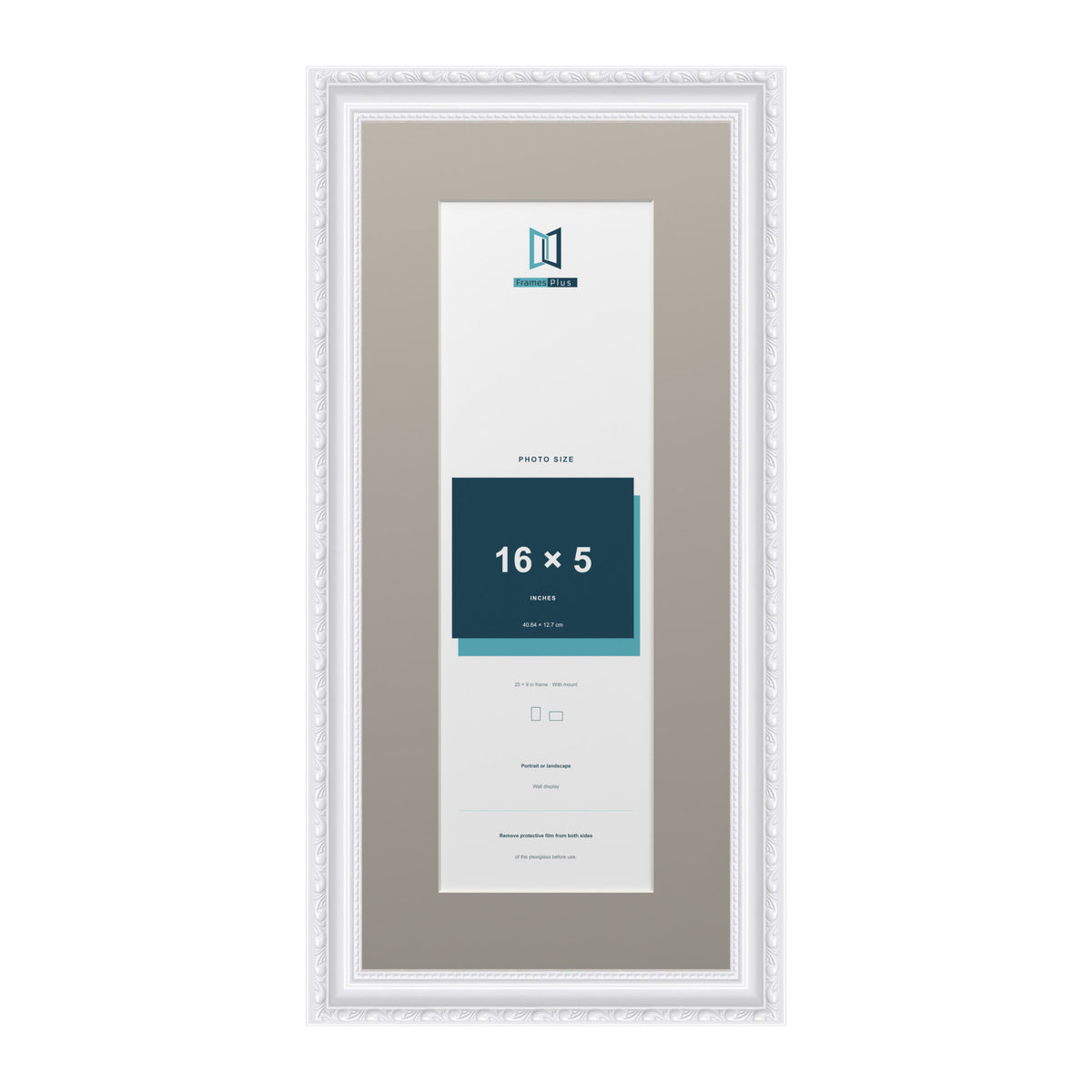 Louis Range White Picture, Photo & Poster Frame with Dawn Grey Mount - 20x9" Frame for 16x5" Photo, White