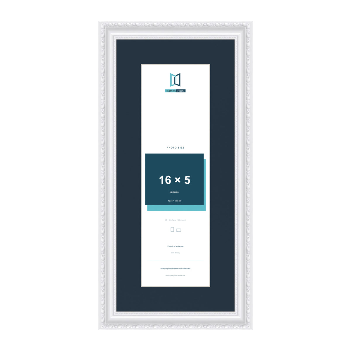 Louis Range White Picture, Photo & Poster Frame with Pacific Blue Mount - 20x9" Frame for 16x5" Photo, White
