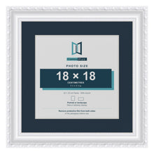 Louis Range White Picture, Photo & Poster Frame with Pacific Blue Mount - 25x25cm Frame for 18x18cm Photo, White