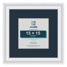 Louis Range White Picture, Photo & Poster Frame with Pacific Blue Mount - 25x25cm Frame for 15x15cm Photo, White