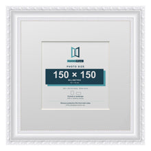 Louis Range White Picture, Photo & Poster Frame with White Mount - 25x25cm Frame for 15x15cm Photo, White