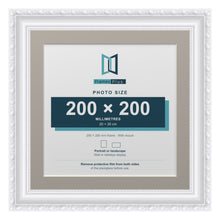 Louis Range White Picture, Photo & Poster Frame with Dawn Grey Mount - 25x25cm Frame for 20x20cm Photo, White