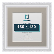 Louis Range White Picture, Photo & Poster Frame with Dawn Grey Mount - 25x25cm Frame for 18x18cm Photo, White