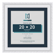 Louis Range White Picture, Photo & Poster Frame with Pacific Blue Mount - 25x25cm Frame for 20x20cm Photo, White