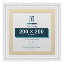 Louis Range White Picture, Photo & Poster Frame with Ivory Mount - 25x25cm Frame for 20x20cm Photo, White