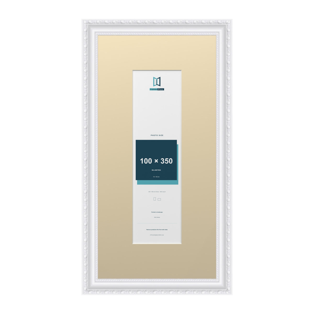 Louis Range White Picture, Photo & Poster Frame with Ivory Mount - 50x25cm Frame for 35x10cm Photo, White