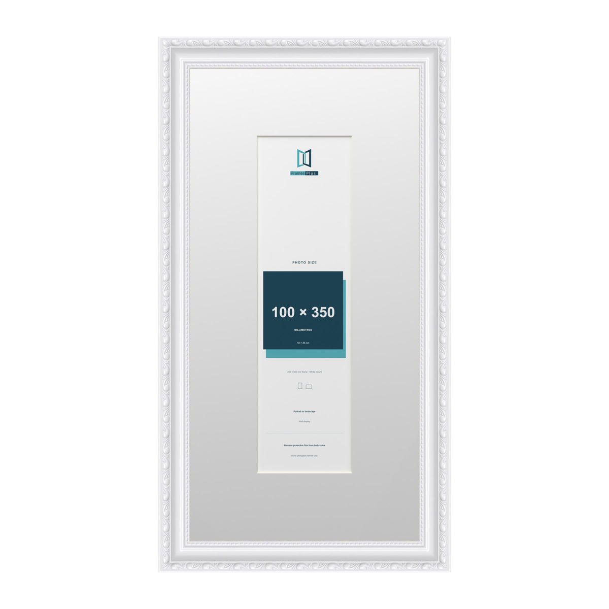 Louis Range White Picture, Photo & Poster Frame with White Mount - 50x25cm Frame for 35x10cm Photo, White