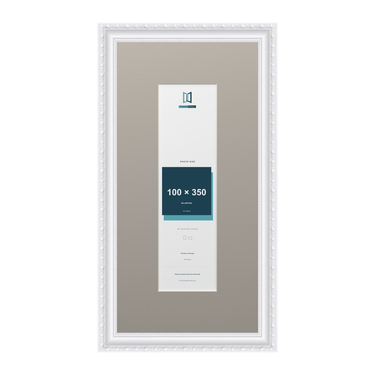 Louis Range White Picture, Photo & Poster Frame with Dawn Grey Mount - 50x25cm Frame for 35x10cm Photo, White