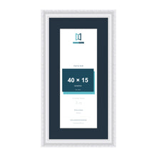 Louis Range White Picture, Photo & Poster Frame with Pacific Blue Mount - 50x25cm Frame for 40x15cm Photo, White