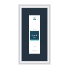 Louis Range White Picture, Photo & Poster Frame with Pacific Blue Mount - 50x25cm Frame for 35x10cm Photo, White