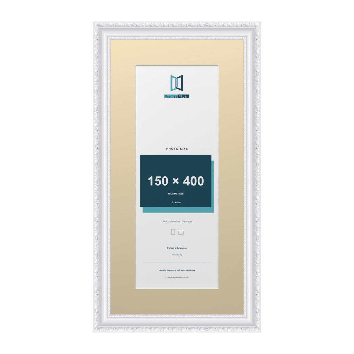 Louis Range White Picture, Photo & Poster Frame with Ivory Mount - 50x25cm Frame for 40x15cm Photo, White