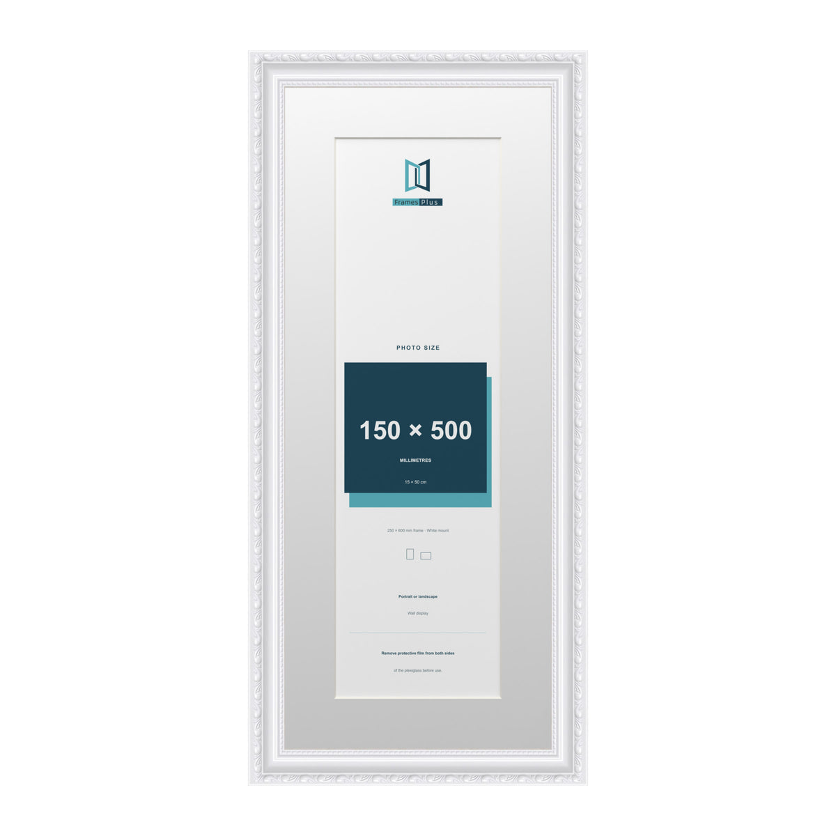 Louis Range White Picture, Photo & Poster Frame with White Mount - 60x25cm Frame for 50x15cm Photo, White