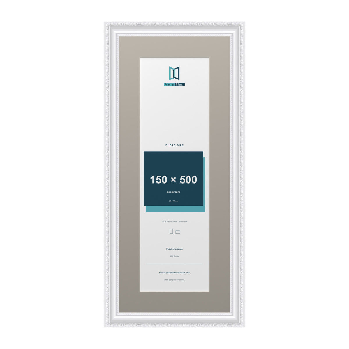 Louis Range White Picture, Photo & Poster Frame with Dawn Grey Mount - 60x25cm Frame for 50x15cm Photo, White