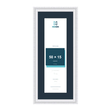Louis Range White Picture, Photo & Poster Frame with Pacific Blue Mount - 60x25cm Frame for 50x15cm Photo, White