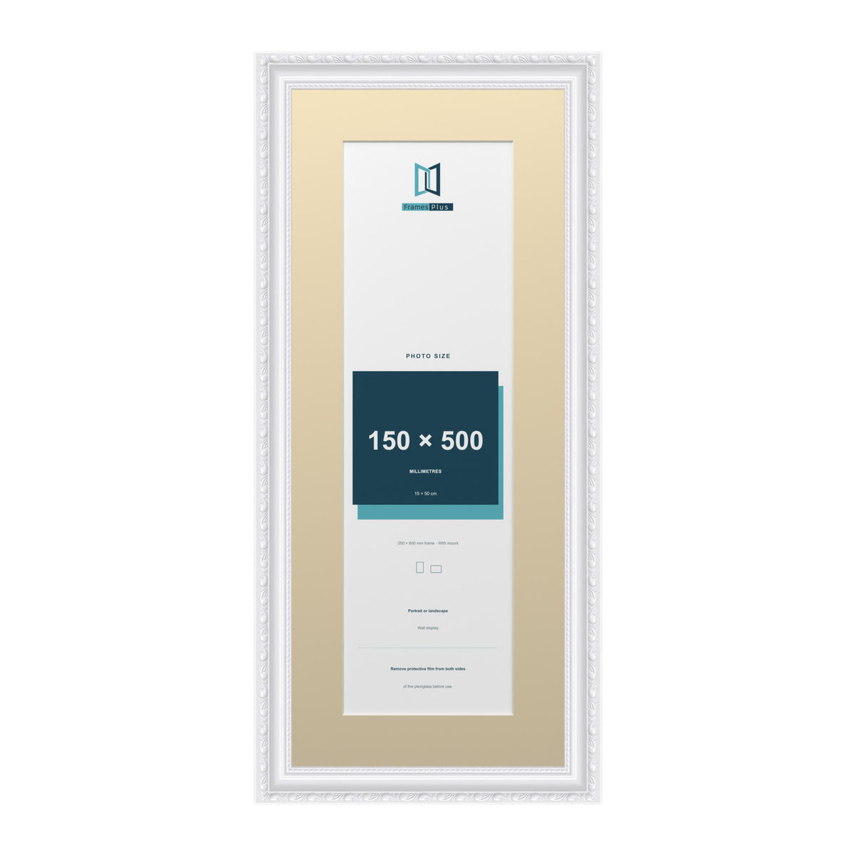 Louis Range White Picture, Photo & Poster Frame with Ivory Mount - 60x25cm Frame for 50x15cm Photo, White