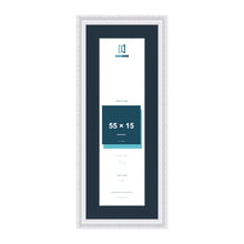 Louis Range White Picture, Photo & Poster Frame with Pacific Blue Mount - 65x25cm Frame for 55x15cm Photo, White