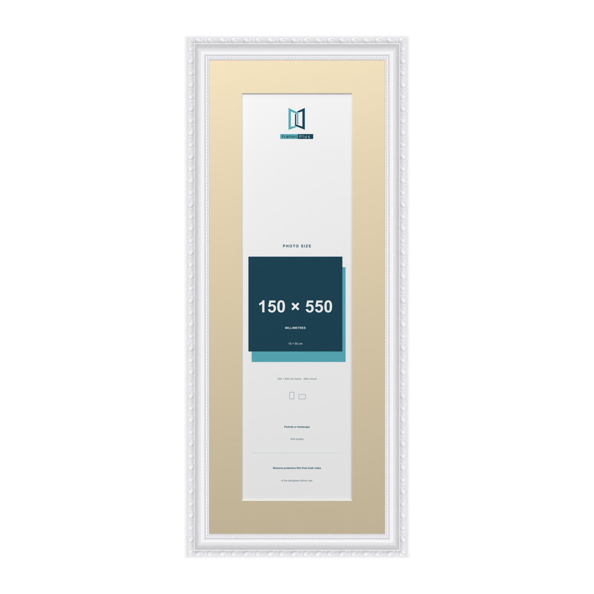 Louis Range White Picture, Photo & Poster Frame with Ivory Mount - 65x25cm Frame for 55x15cm Photo, White