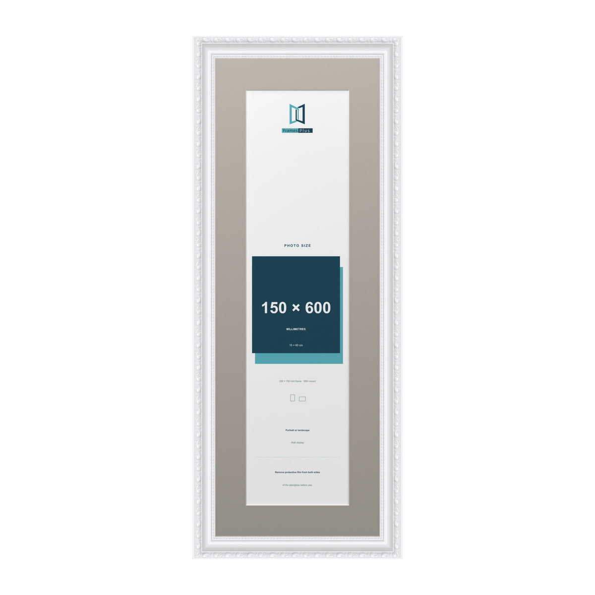 Louis Range White Picture, Photo & Poster Frame with Dawn Grey Mount - 70x25cm Frame for 60x15cm Photo, White