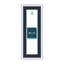 Louis Range White Picture, Photo & Poster Frame with Pacific Blue Mount - 70x25cm Frame for 60x15cm Photo, White