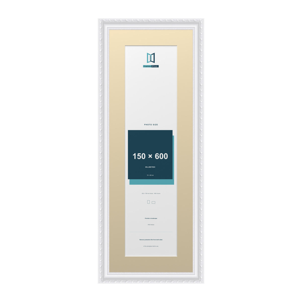 Louis Range White Picture, Photo & Poster Frame with Ivory Mount - 70x25cm Frame for 60x15cm Photo, White