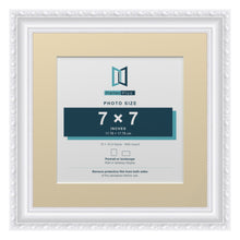 Louis Range White Picture, Photo & Poster Frame with Ivory Mount - 10x10" Frame for 7x7" Photo, White