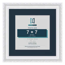 Louis Range White Picture, Photo & Poster Frame with Pacific Blue Mount - 10x10" Frame for 7x7" Photo, White