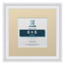 Louis Range White Picture, Photo & Poster Frame with Ivory Mount - 10x10" Frame for 6x6" Photo, White