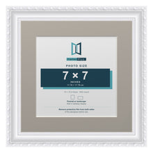 Louis Range White Picture, Photo & Poster Frame with Dawn Grey Mount - 10x10" Frame for 7x7" Photo, White