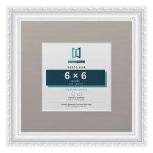 Louis Range White Picture, Photo & Poster Frame with Dawn Grey Mount - 10x10" Frame for 6x6" Photo, White