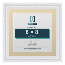 Louis Range White Picture, Photo & Poster Frame with Ivory Mount - 10x10" Frame for 8x8" Photo, White